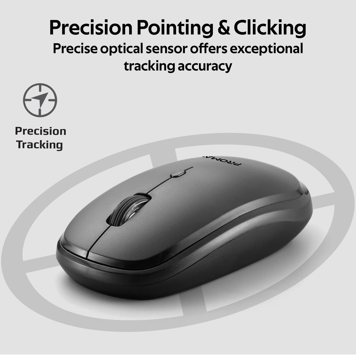 Promate - Wireless Mouse, Portable 2.4Ghz Ergonomic Precision Tracking Optical Mouse with USB Nano Receiver, 3 Adjustable Dpi Levels and Low Power Consumption for Laptops, iMac, PC, Desktop, Hover