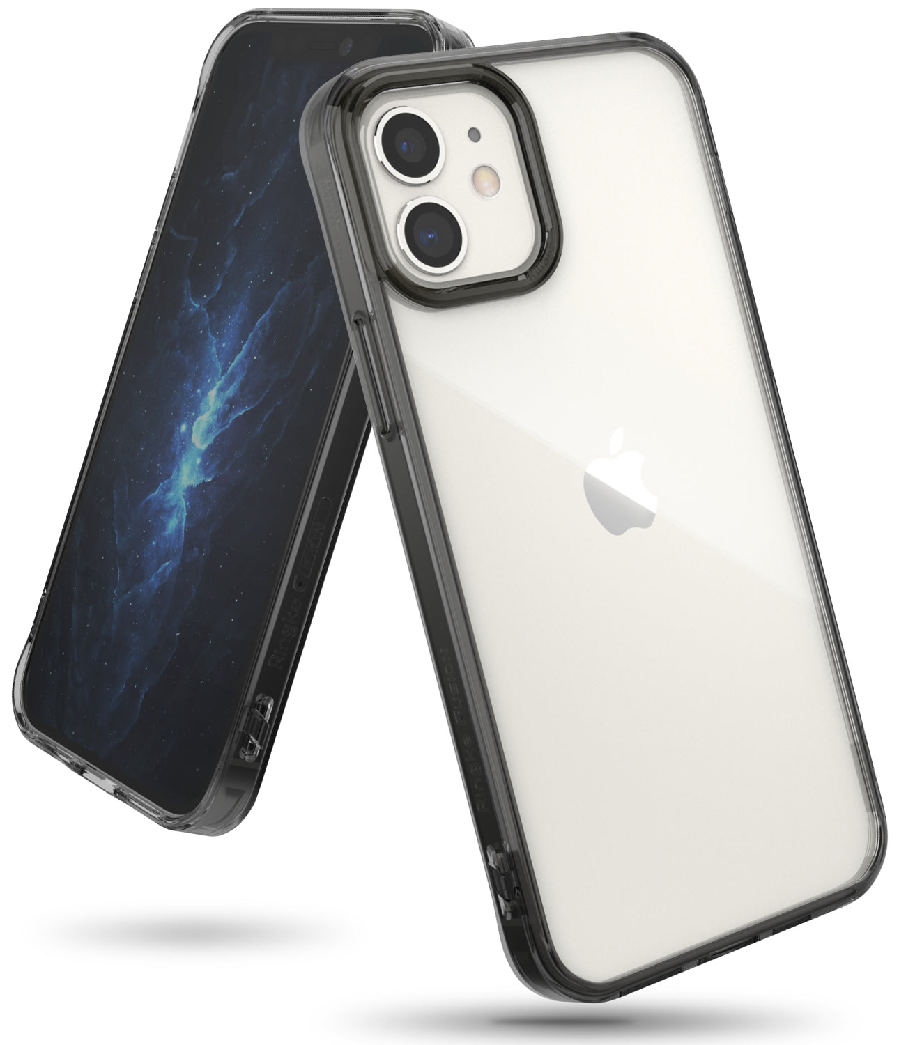 Ringke Fusion Cover for iPhone 12 Mini Case (5.4 Inch) Shock Proof Transparent Tough Impact Alleviation Technology Raised Bezel Shield [ Designed Case For Apple iPhone 12 Mini ] - Smoke Black