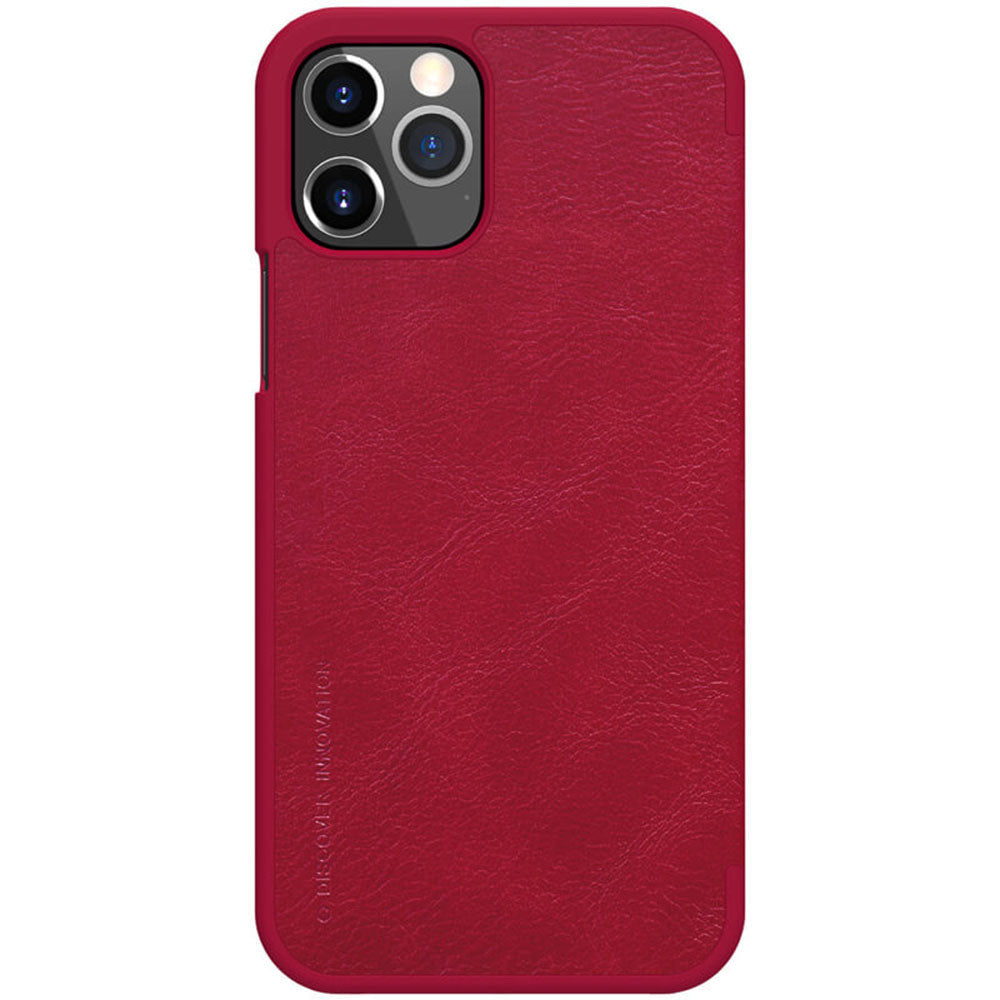 Nillkin Case for Apple iPhone 12 / iPhone 12 Pro, Qin Leather Series [With Card Holder] Stylish Cover Durable Slim PU Leather Flip Wallet Case - Red