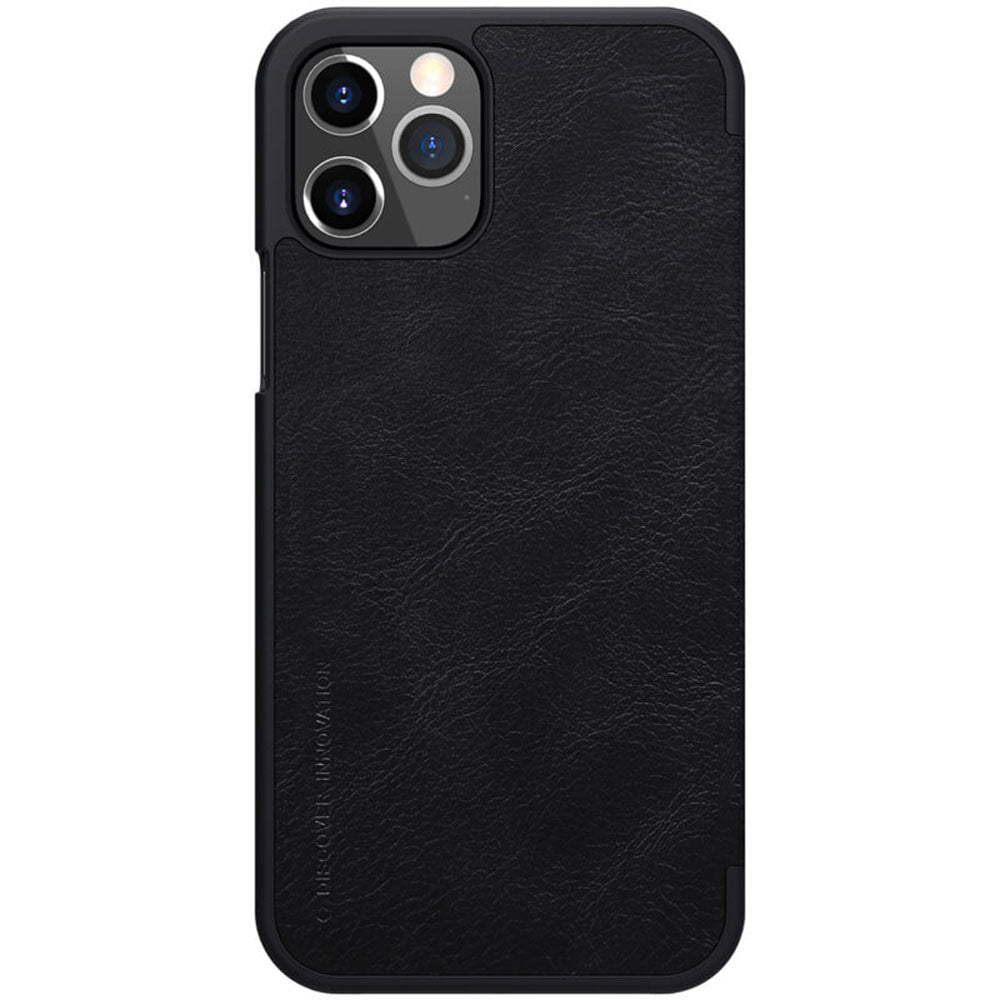 Nillkin Case for iPhone 12 Pro Max (6.7 Inch), Qin Leather Series [With Card Holder] Stylish Cover Durable Slim PU Leather Flip Wallet [ Designed for iPhone 12 Pro Max Case ] - Black