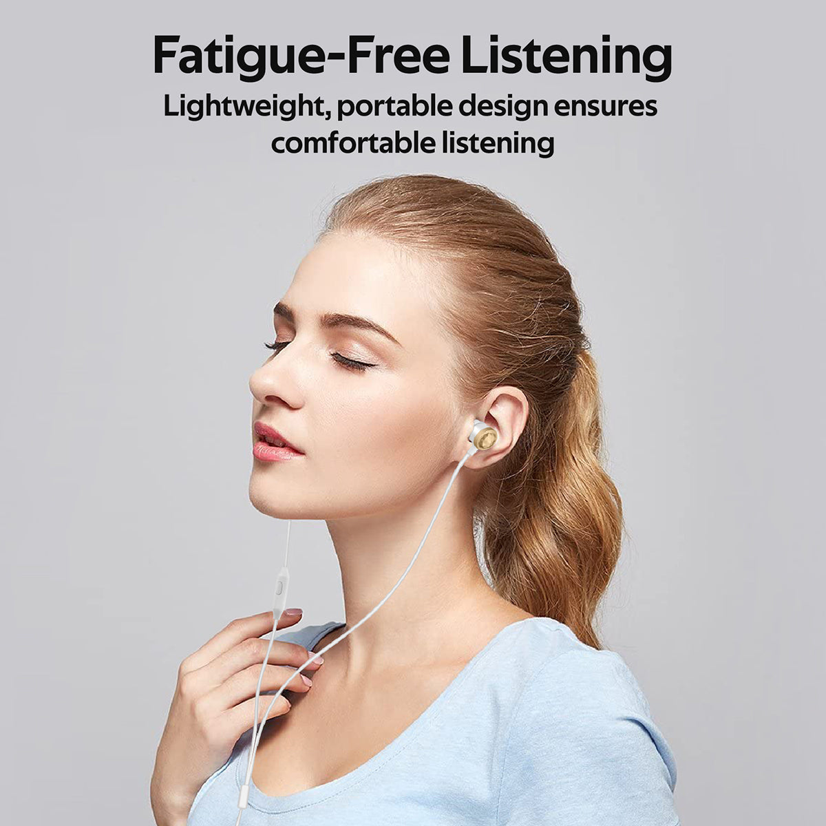 Promate - In-Ear Wired Headphones, Premium Metallic Hi-Fi Stereo Wired Earphone with Built-in Mic, Comfortable Secure Fit Earbuds, 1.2m Tangle-Free Cord and One-Button Control for Smartphones, Tablets, Pc, MP3 Player, Ingot Gold