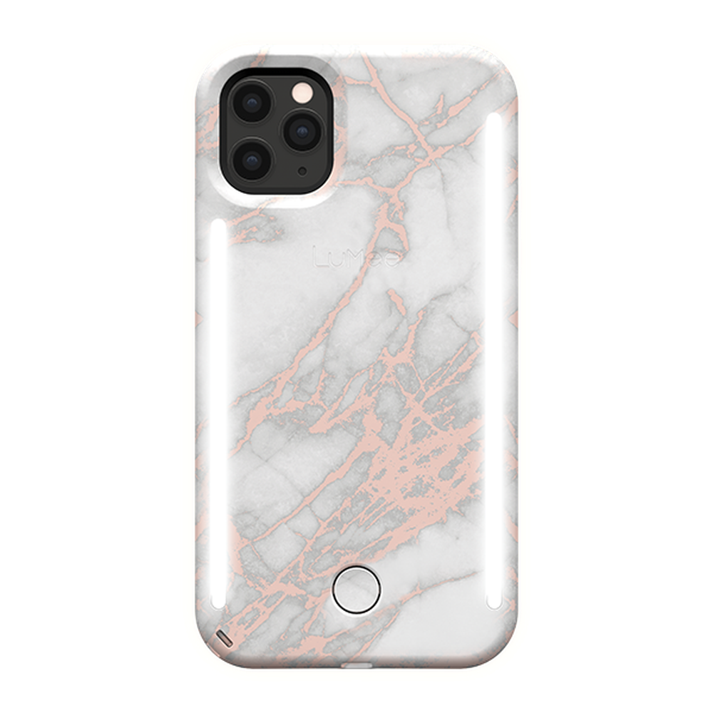 Lumee - Duo Case for iPhone 11 Pro - Metallic Marble - White Rose Gold