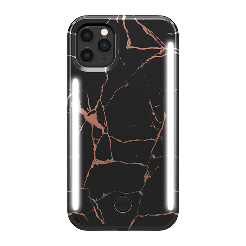 Lumee - Duo Case for iPhone 11 Pro - Metallic Marble - Black Rose Gold