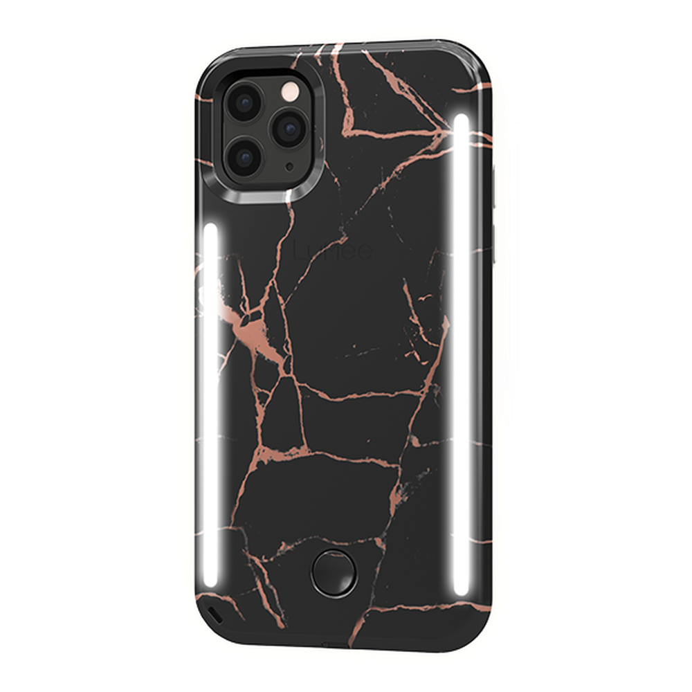 Lumee - Duo Case for iPhone 11 Pro - Metallic Marble - Black Rose Gold