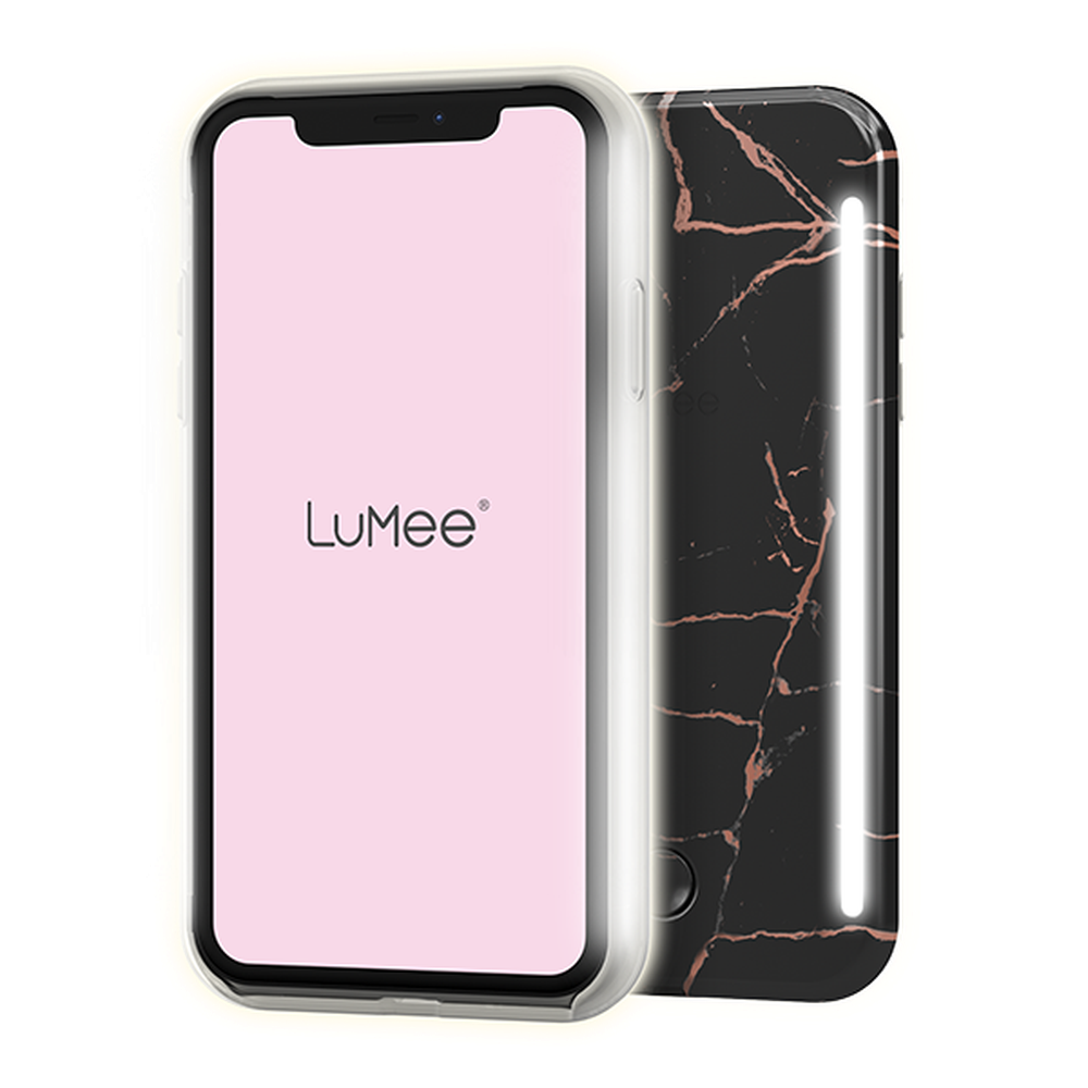 Lumee - Duo Case for iPhone 11 Pro - Metallic Marble - Black Rose Gold