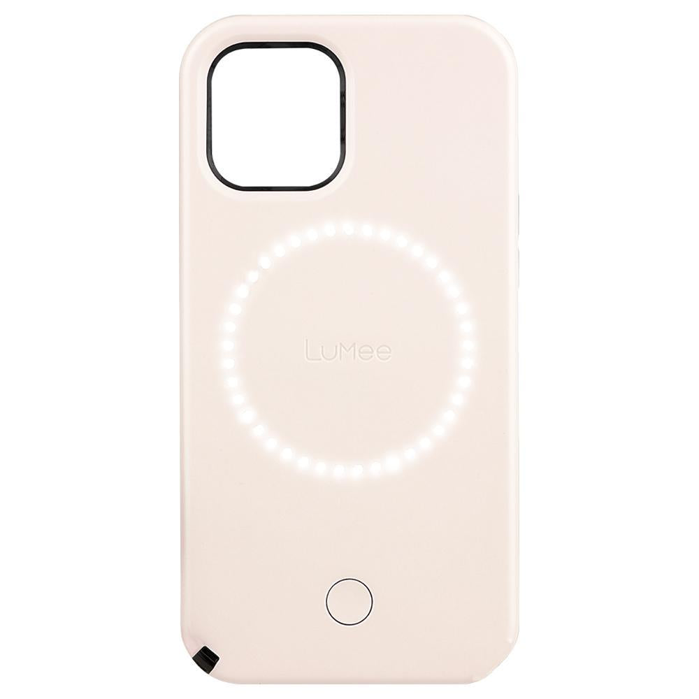 Lumee Halo Selfie Case for Apple iPhone 12 / 12 Pro - Studio-Like Front & Back Light w/ Variable Dimmer & Micropel AntiBacterial Protection Wireless Pass-Through Charging - Millenial Pink