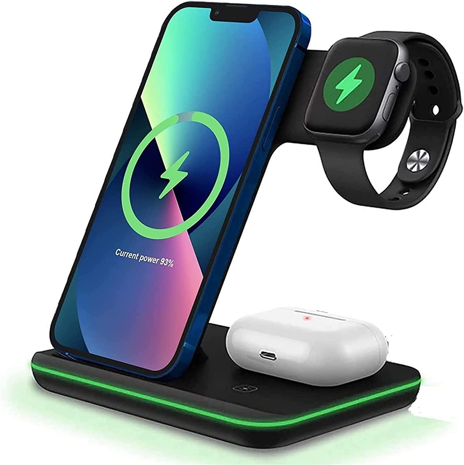 Wireless Charger, 15W Fast Wireless Charging Stand 3 IN 1 QI Charger Station for ios Watch, mobile Android/ios with wireless charging function