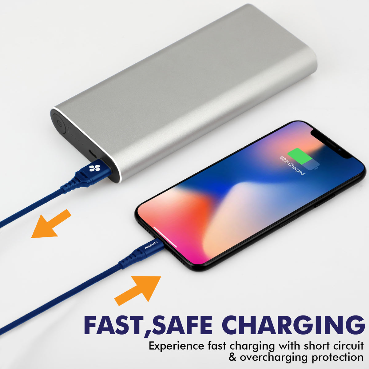 Promate - MFi Certified Lightning Cable, High-Speed 2.4A Nylon Braided USB Charging and Syncing Data Cable with 2m Tangle-Free Design and Over-Charging Protection for iPhone XS, XS Max, iPad Pro, iPod, NerveLink-i2 Blue