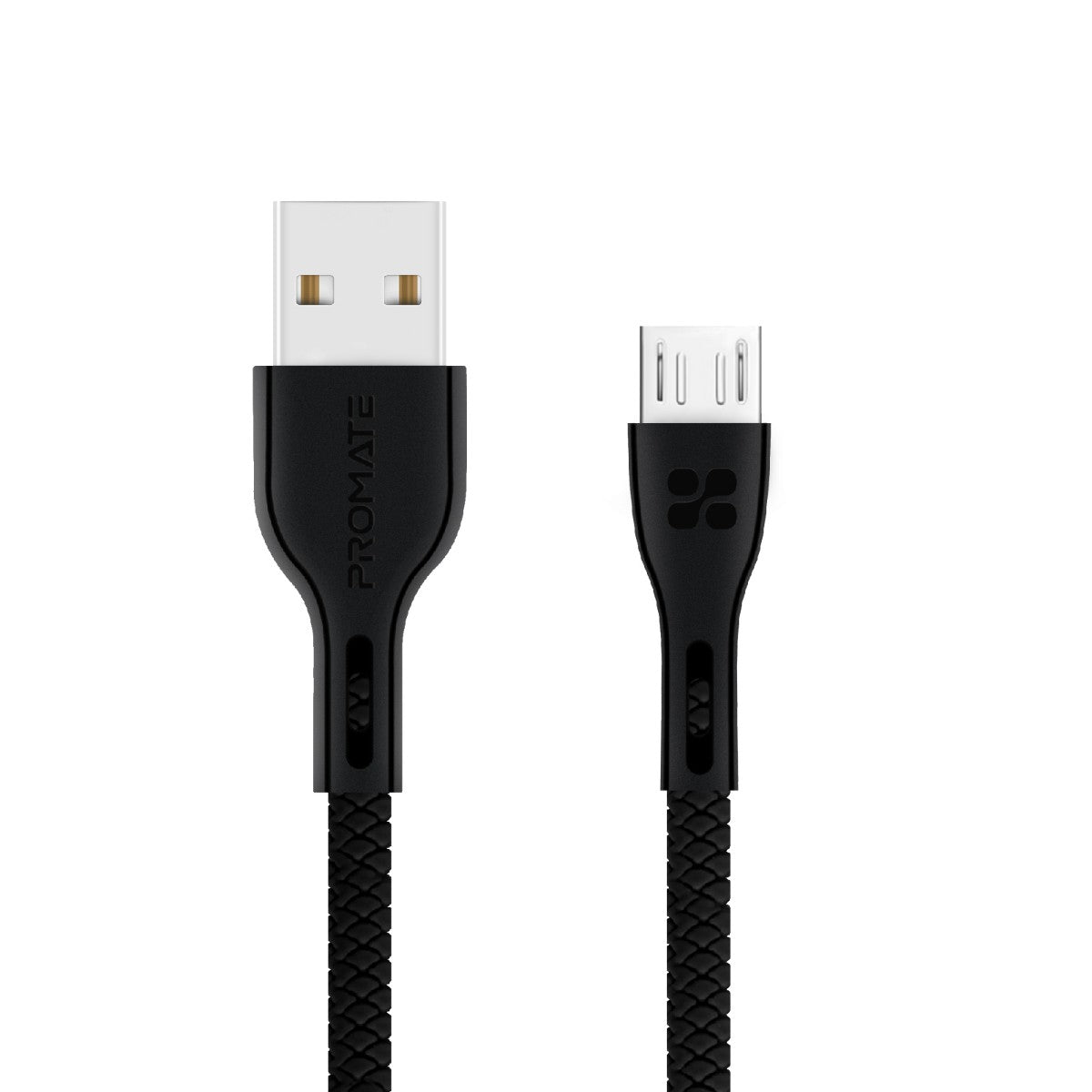 Promate - Micro-USB Cable, High-Quality Anti-Break Micro USB to USB 2.0 Cable with 2A Fast Charging Syncing Cord and 1.2m Anti-Tangle Cable for Samsung, HTC, Motorola, Nokia, MP3 Player. PowerBeam-M Black