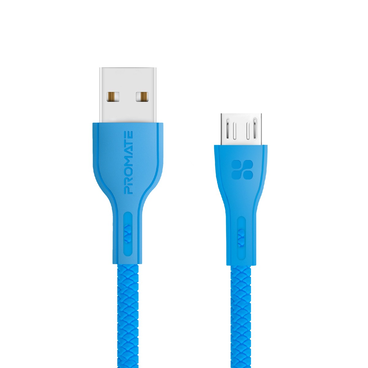 Promate - Micro-USB Cable, High-Quality Anti-Break Micro USB to USB 2.0 Cable with 2A Fast Charging Syncing Cord and 1.2m Anti-Tangle Cable for Samsung, HTC, Motorola, Nokia, MP3 Player. PowerBeam-M Blue