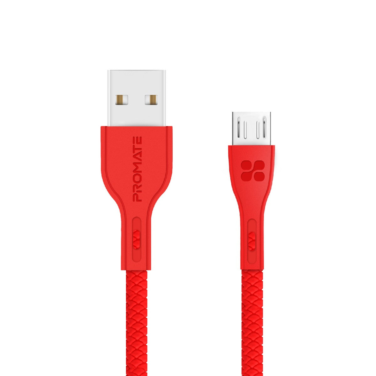 Promate - Micro-USB Cable, High-Quality Anti-Break Micro USB to USB 2.0 Cable with 2A Fast Charging Syncing Cord and 1.2m Anti-Tangle Cable for Samsung, HTC, Motorola, Nokia, MP3 Player. PowerBeam-M Red