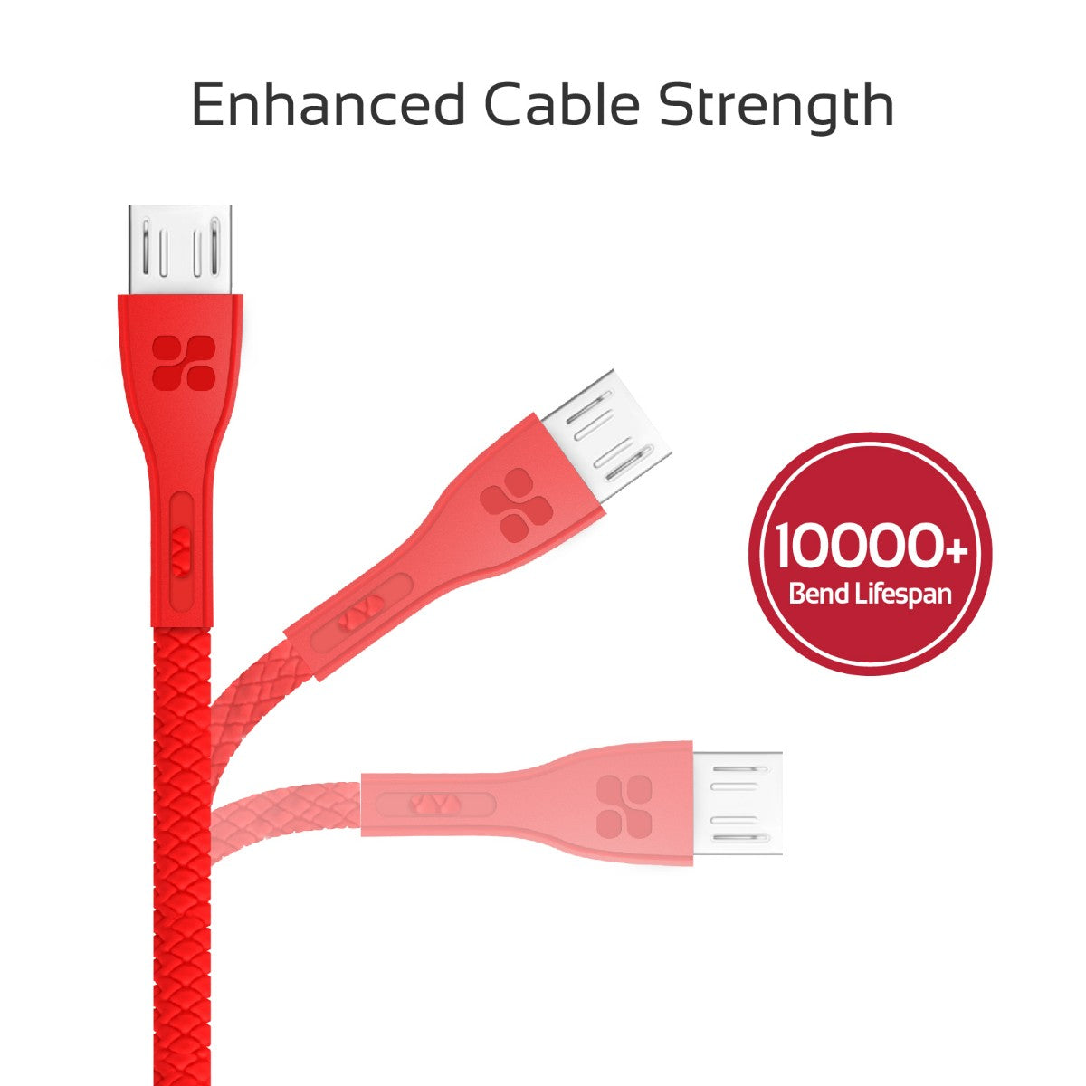 Promate - Micro-USB Cable, High-Quality Anti-Break Micro USB to USB 2.0 Cable with 2A Fast Charging Syncing Cord and 1.2m Anti-Tangle Cable for Samsung, HTC, Motorola, Nokia, MP3 Player. PowerBeam-M Red