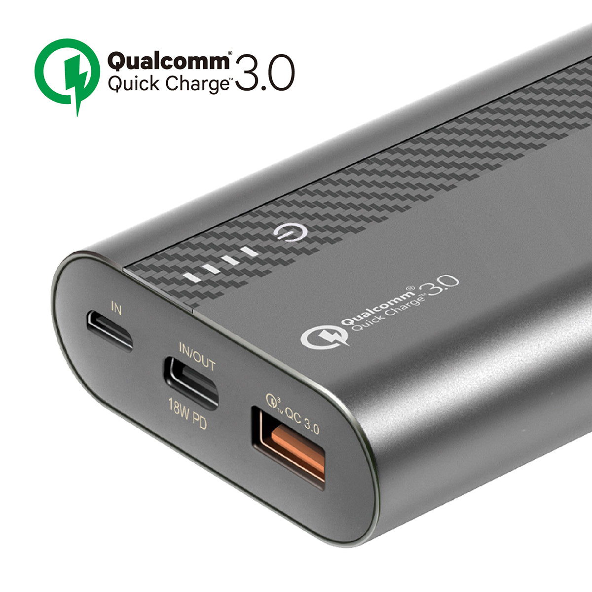 Promate - Type-C Power Delivery Power Bank, High Capacity 20000mAh Multi-Protect Universal Aluminium Power Bank with 18W Qualcomm Quick Fast Charging 3.0 Port for USB Type-C and USB Enabled Devices, PowerTank-20 Grey