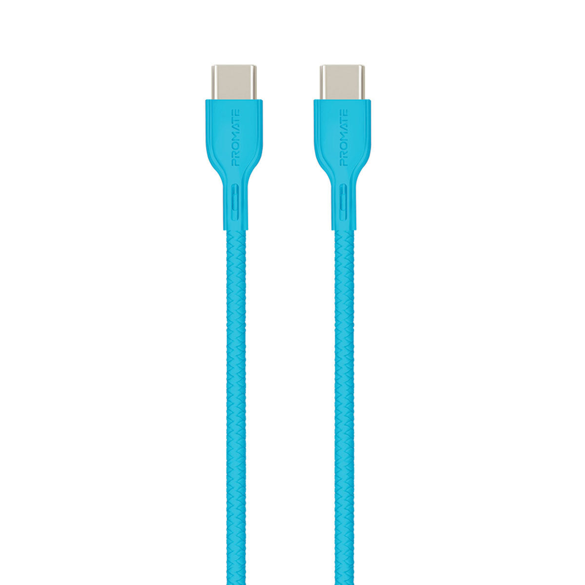 Promate - USB-C™ to USB-C™ Cable, Ultra-Fast 60W Power Delivery USB Type-C™ to Type-C™ 3A Sync and Charge Cable with 1.2 Meter Tangle Free Cord for MacBook Pro, Google Pixel XL, Nexus 5X/6P, PowerBeam-CC Blue