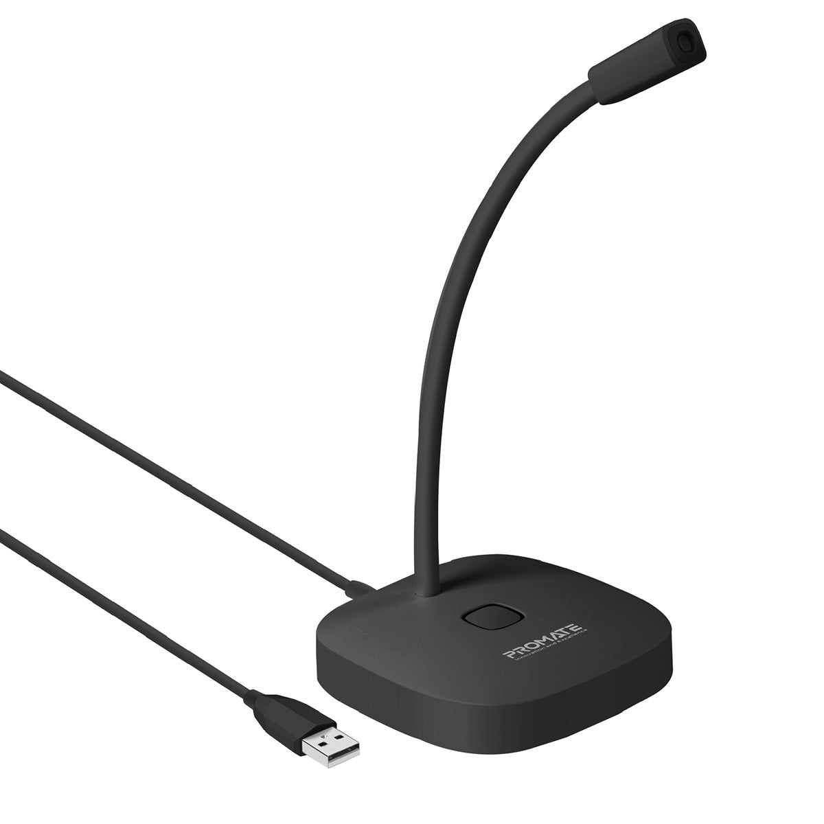 Promate USB Desktop Microphone, High Definition Omni-Directional USB Microphone with Flexible Gooseneck, Mute Touch Button, LED Indicator and Built-In Anti-Tangle Cord for PC, Laptop, Recording, Gaming, ProMic-1