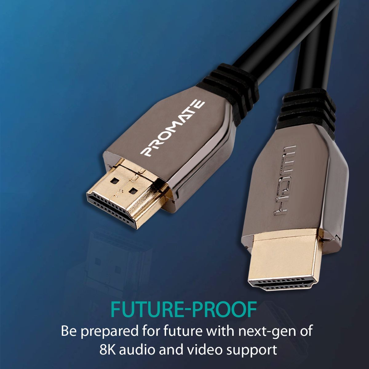 Promate - 8K HDMI Cable, Ultra High-Speed HDMI 2.1 Cable with 8K HDR, 48Gbps Transfer Speed, 2m Cord Length, 3D Support and Enhanced Audio Return (eARC) for Apple TV, Xbox, PS4, Projector, ProLink8K-200