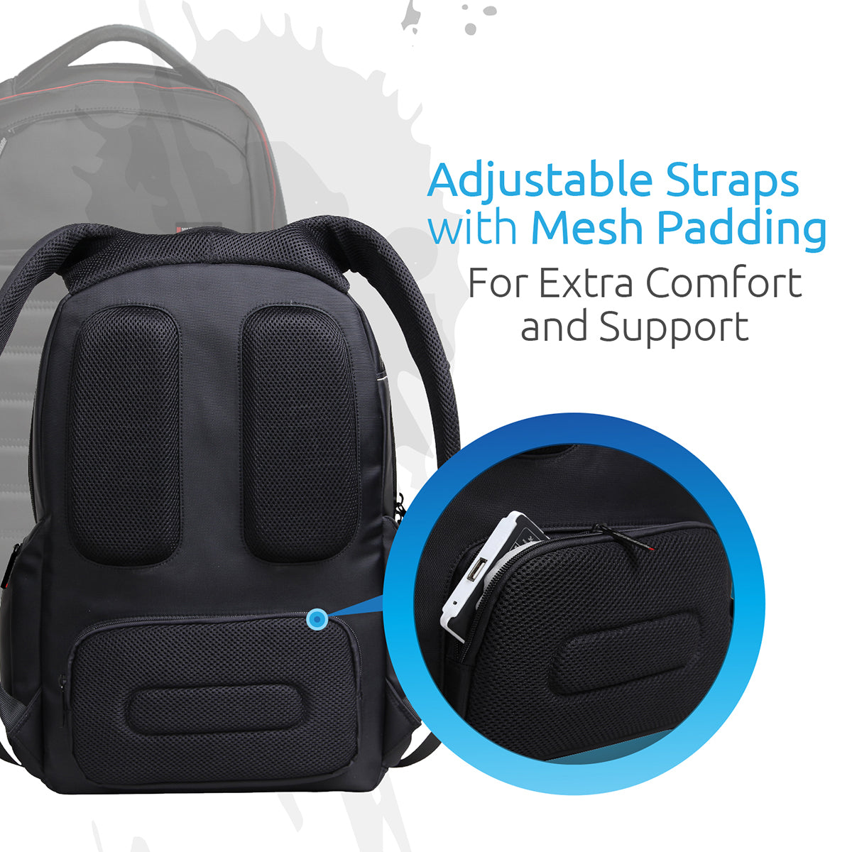 Promate - 15.6-inch Laptop Backpack with Spacious Design for 15inch Laptop, Rebel-BP.Black