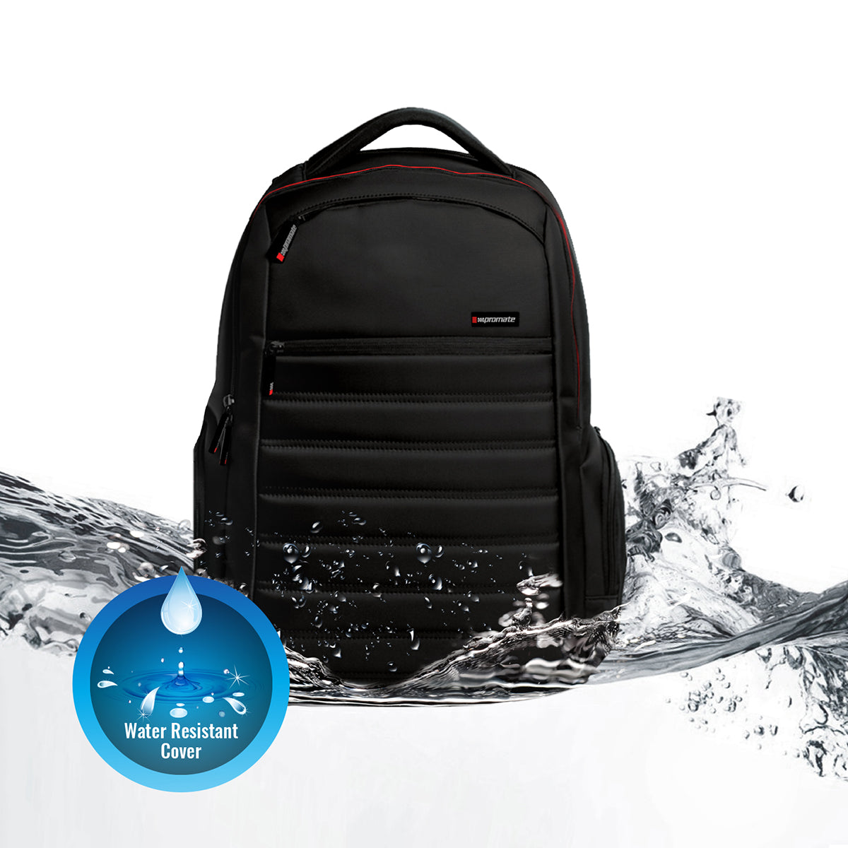 Promate - 15.6-inch Laptop Backpack with Spacious Design for 15inch Laptop, Rebel-BP.Black