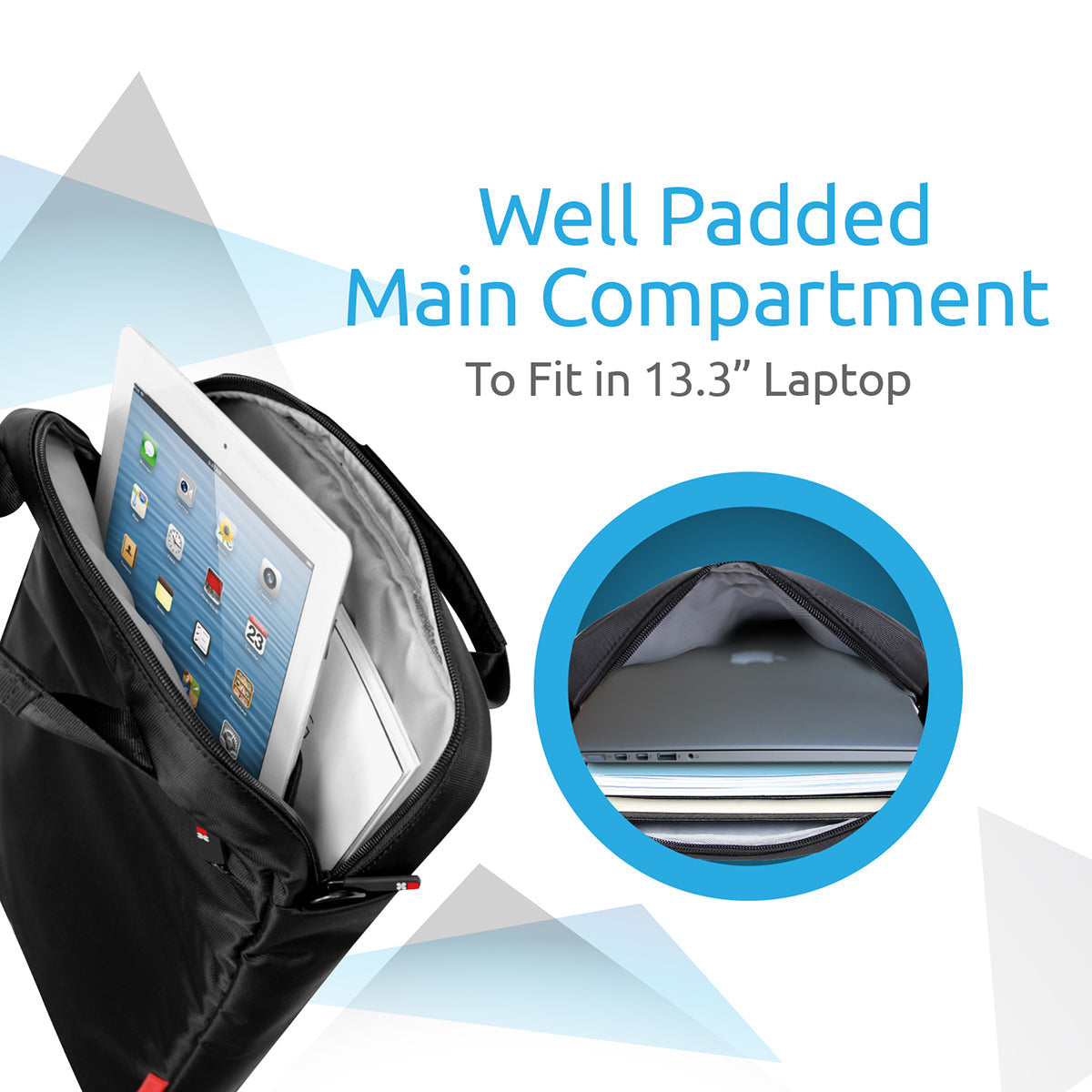 Promate - Heavy Duty Messenger Bag for iPad Tablet Laptop upto 13.3 inches, Rebel-MB.Black