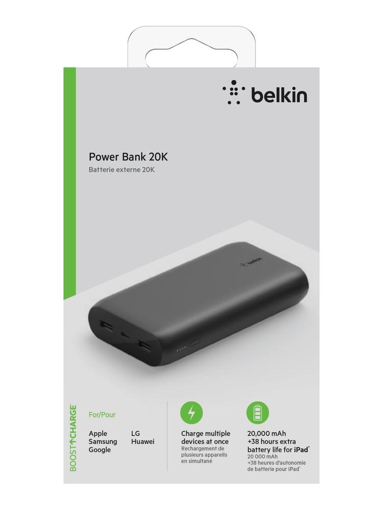 Belkin BOOSTCHARGE USB-C Powerbank 20K - Powerful 15W Tablet and Smartphone Charger w/ cable included, for iPad Pro 11/12.9" iPhone 11/11 Pro/11 ProMax/X/XS Max/8/8 SE, Google, Samsung, Huawei - Black