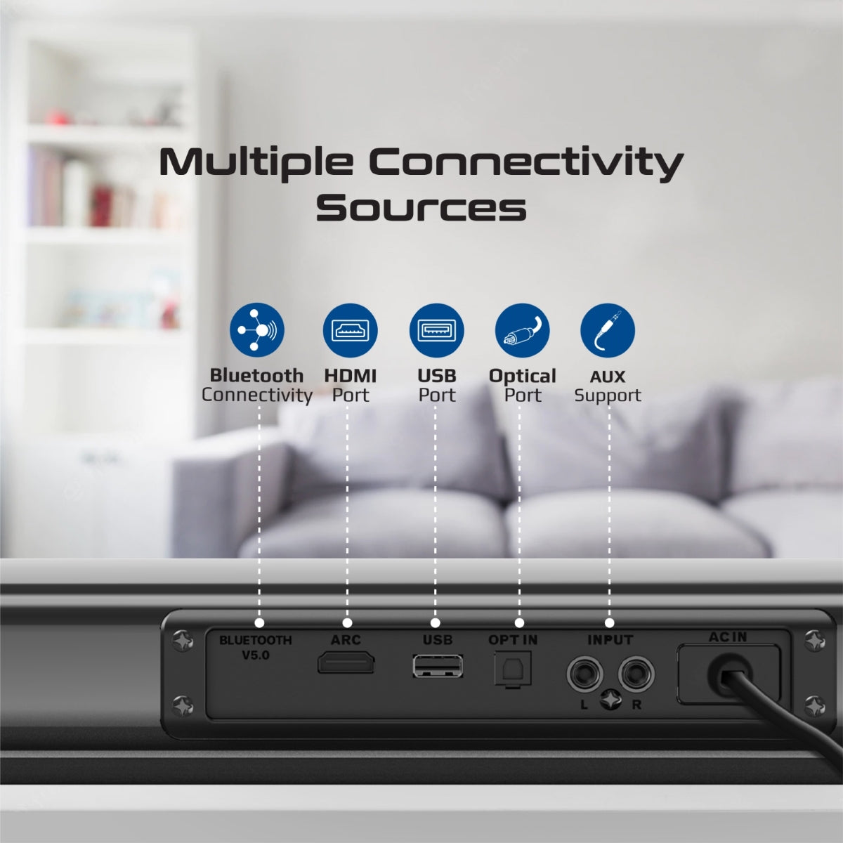 Promate 30W Soundbar with 10W Subwoofer, Multipoint Pairing and Remote Control, StreamBar-30