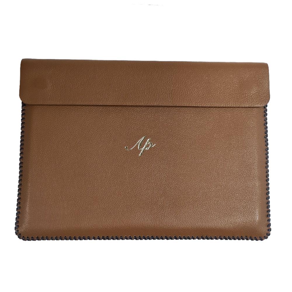 Tan Brown Premium Leather Laptop Sleeve with Gift Box