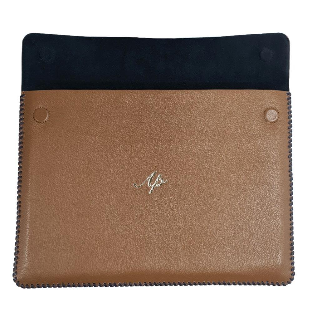 Tan Brown Premium Leather Laptop Sleeve with Gift Box