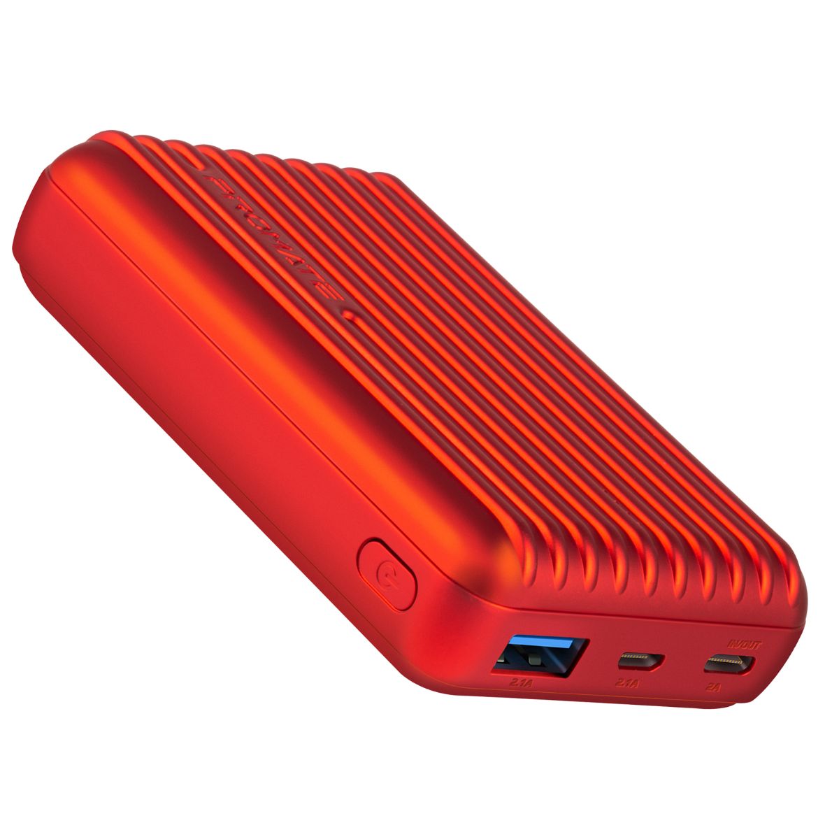 Promate - Type-C Power Bank, Powerful 10000nAh Battery Charger with Type-C and Micro USB Input and Ultra-Fast 2.1A USB Port, USB-C Output, Automatic Voltage Regulation for USB and Type-C Enabled Devices, Titan-10C Red