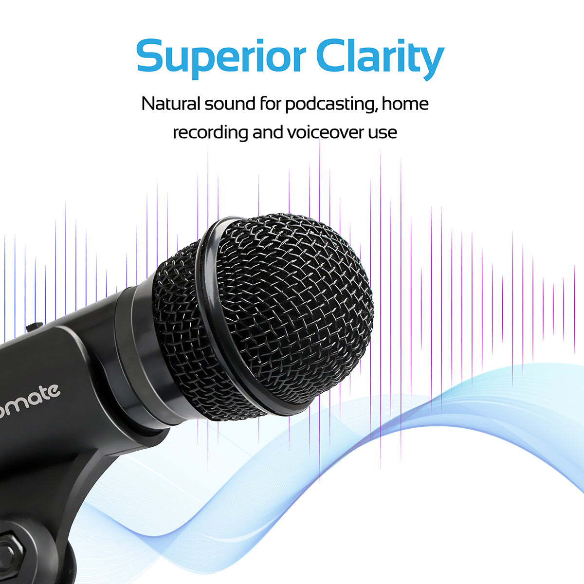 Promate - Condenser Microphone, 3.5mm Connector Stereo Multimedia Condenser Vocal Microphone Stand for Laptop, PC, Digital Voice Recorder PC, Tweeter-9