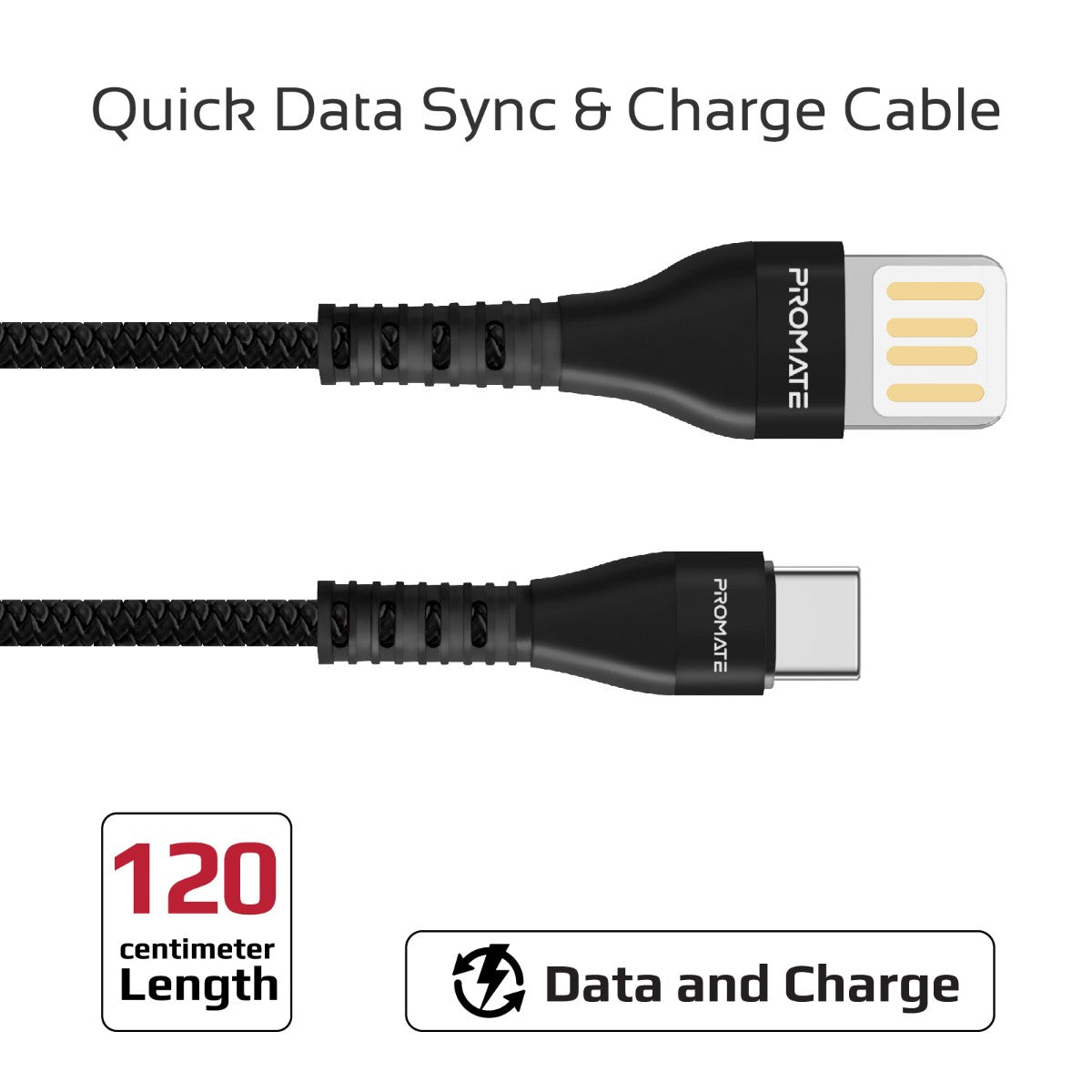 Promate - USB-C to Reversible USB-A Charging Cable, High-Speed Fast Sync Charge 2A Type-C Cable with 1.2m Tangle Free Cord and Long Bend Lifespan for Samsung Galaxy Note 9, S9, S9+, S8, S8+, LG V30, V20, Nintendo Switch, Vigoray-C.Black