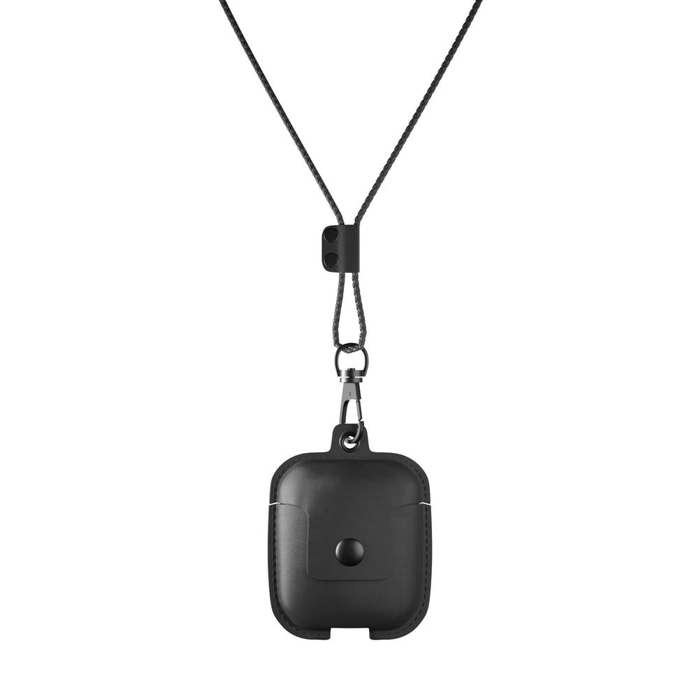 Woodcessories - Premium AirPod Leather Necklace Strap Case - Black