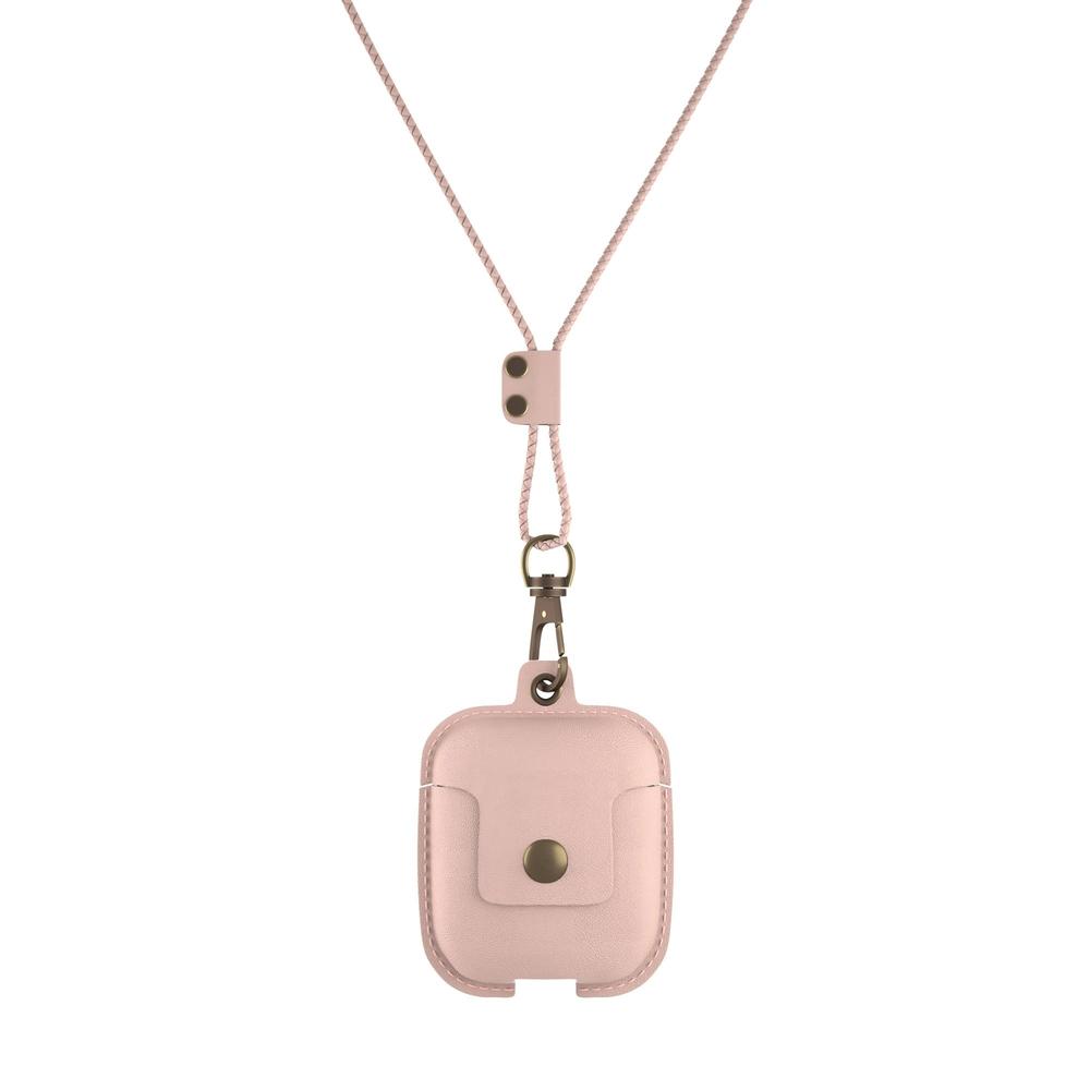 Woodcessories - Premium AirPod Leather Necklace Strap Case - Pink