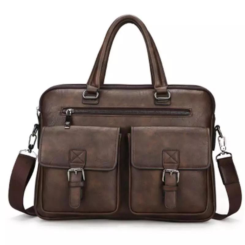 Leather Laptop Jeep Briefcase Bag - 14 Inch