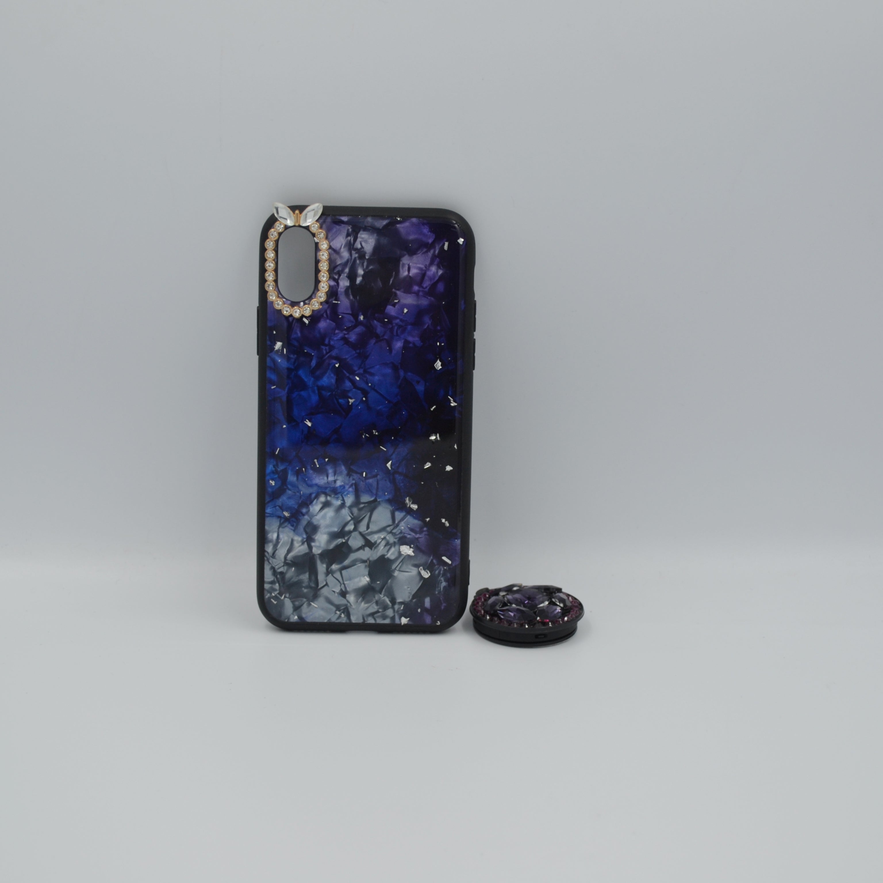 Crystal Pop Socket Case iPhone XS Blue