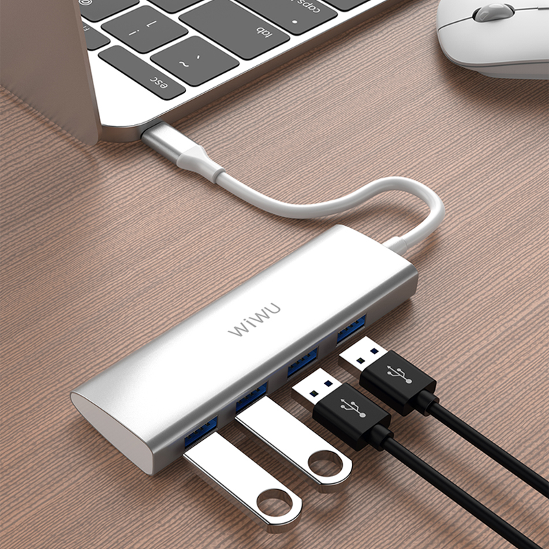 WIWU Alpha 4 In 1 USB-C Hub A440 - Gray