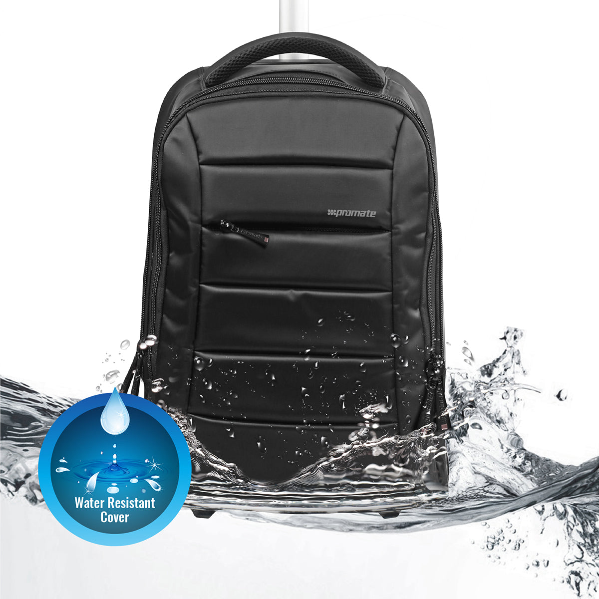 Promate - Heavy Duty Trolley Bag for 15.6inch Laptop, Promate BizPak-TR.Black