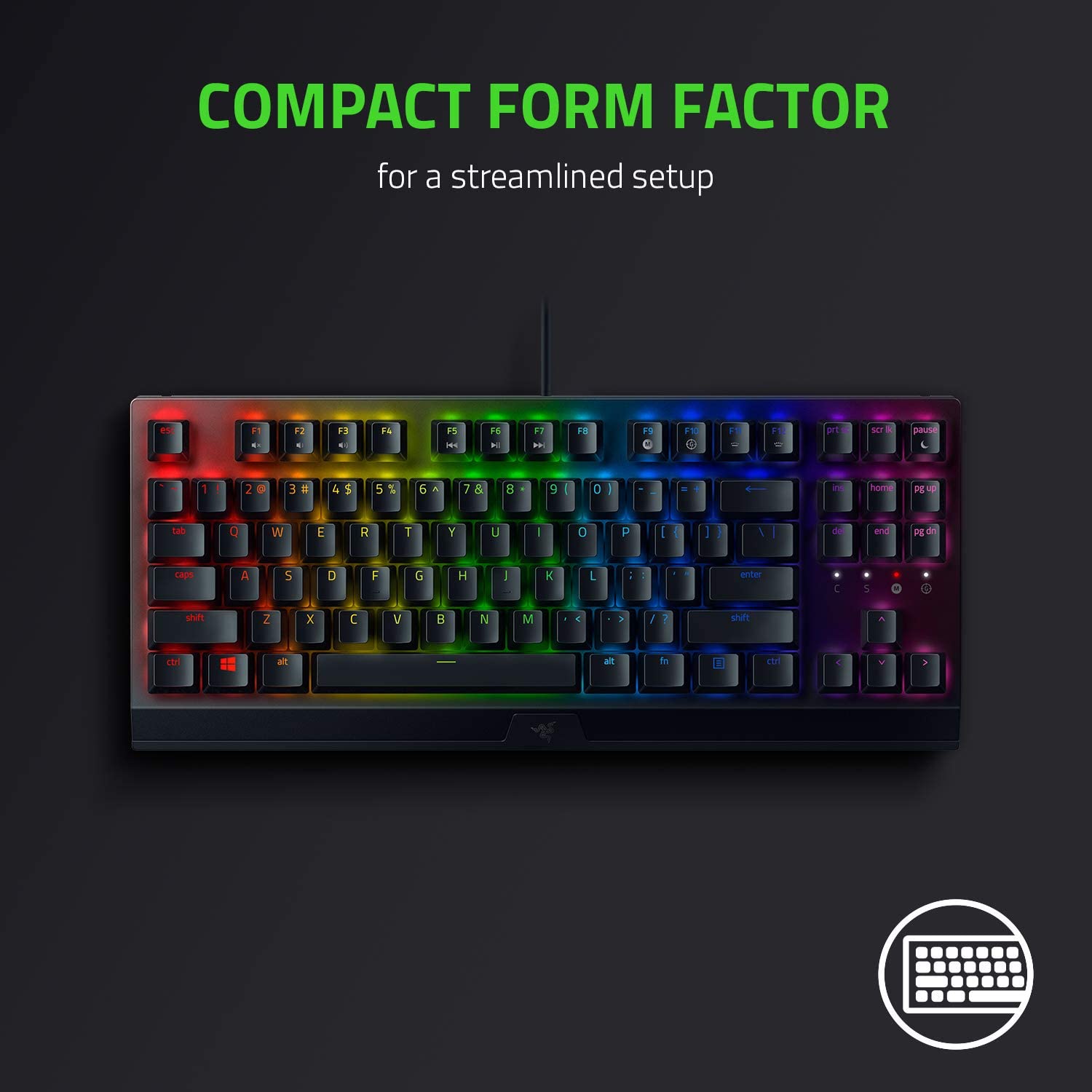 Razer BlackWidow V3 Tenkeyless Gaming Keyboard - Mechanical Switches, Chroma RGB Lighting, Tenkeyless Form Factor, Yellow Switch US - Classic Black