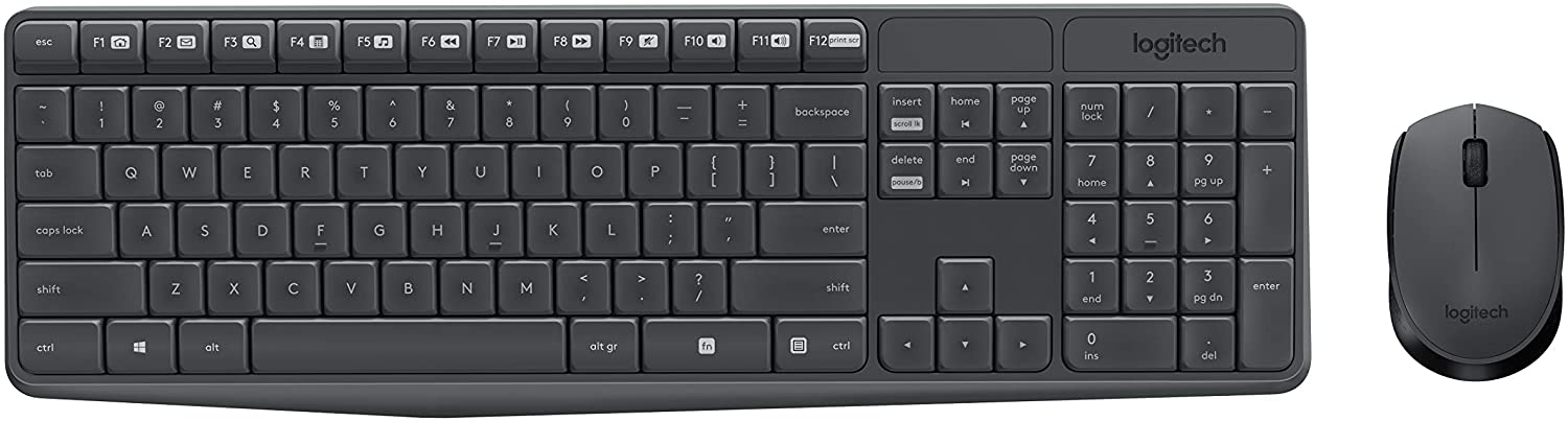 Logitech MK235 Wireless English Keyboard & Mouse Combo, Grey