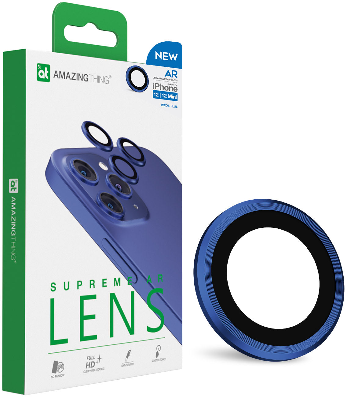 Amazing Thing SUPREME AR Lens Defender for iPhone 12 Mini and iPhone 12 Camera Lens Protector [2 Lens] - Royal Blue