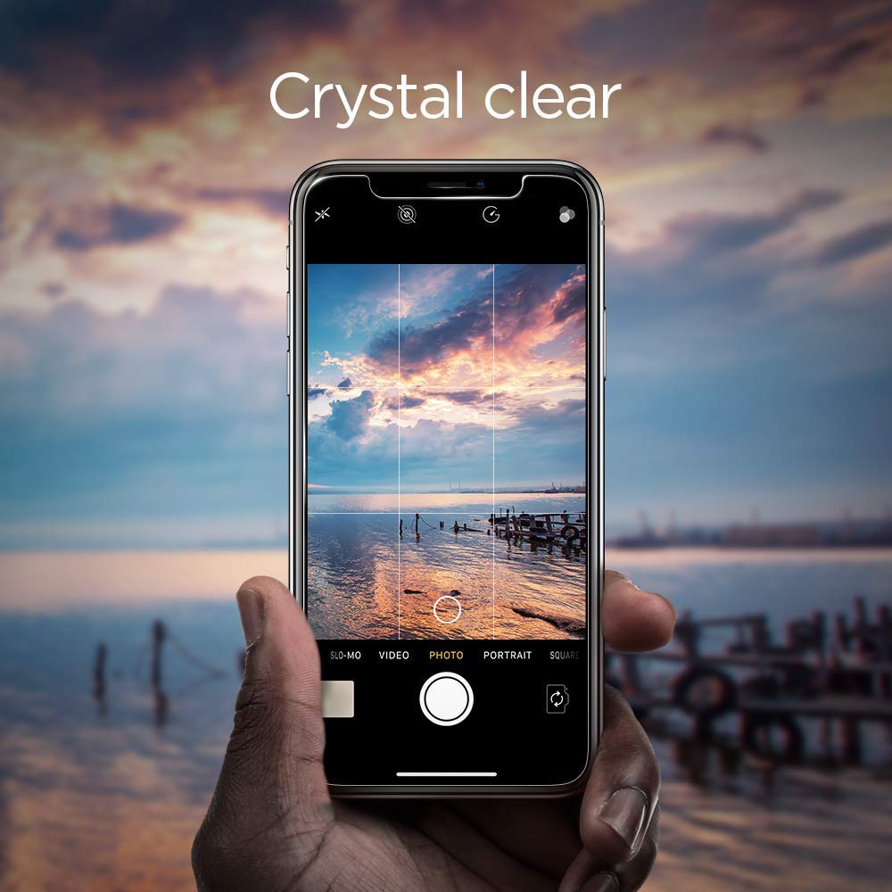 Spigen iPhone XS Max GLAStR Slim HD Premium Tempered Glass Screen Protector - Case Friendly