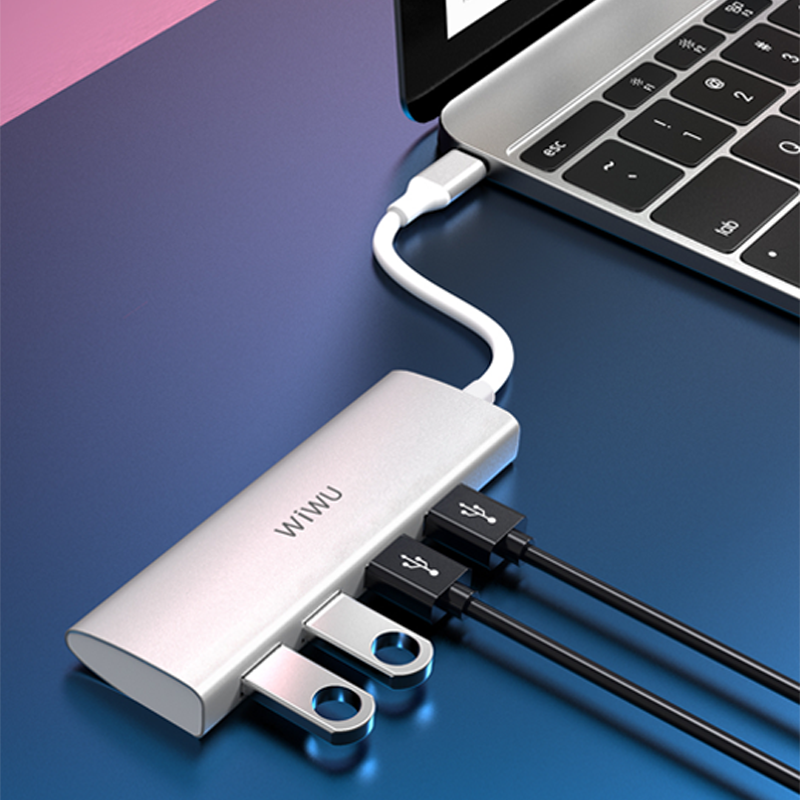 WIWU Alpha 4 In 1 USB-C Hub A440 - Gray