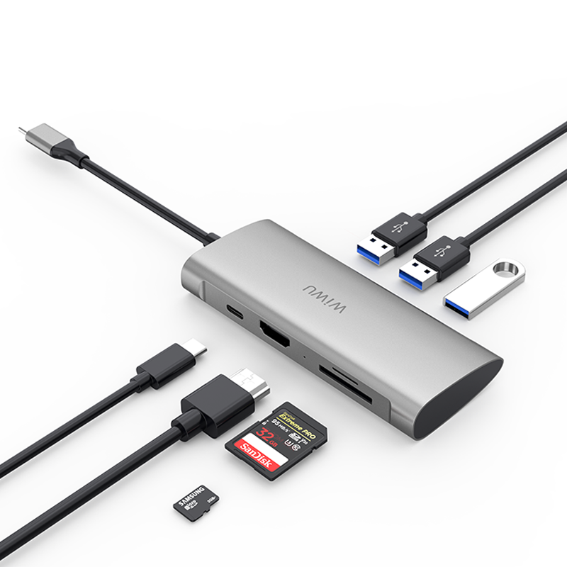 WIWU Alpha 7 In 1 USB-C Hub A731HP - Gray