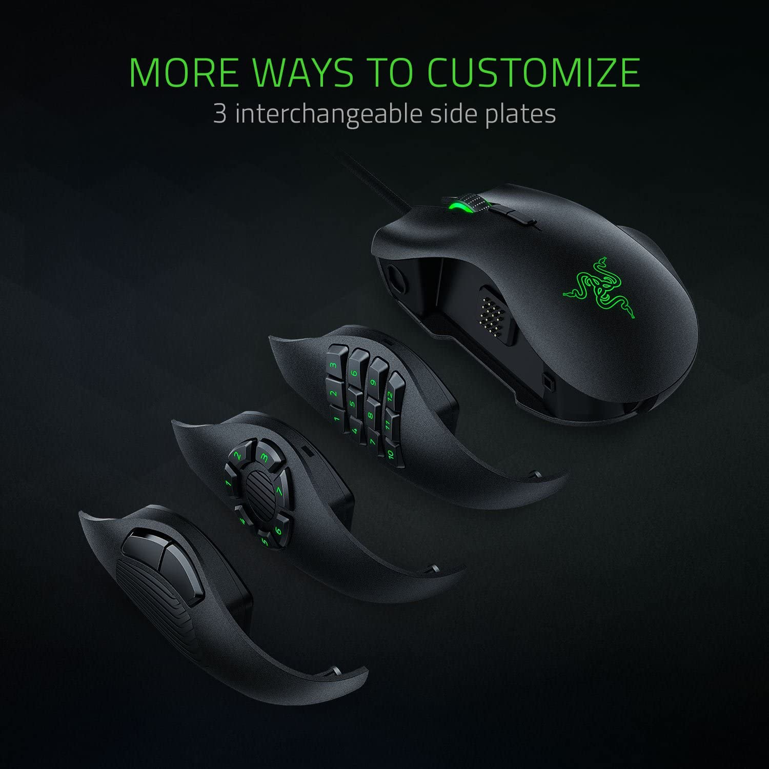 Razer Naga Trinity - Chroma Gaming Mouse Interchangeable Side Plates - Up to 19 Programmable buttons