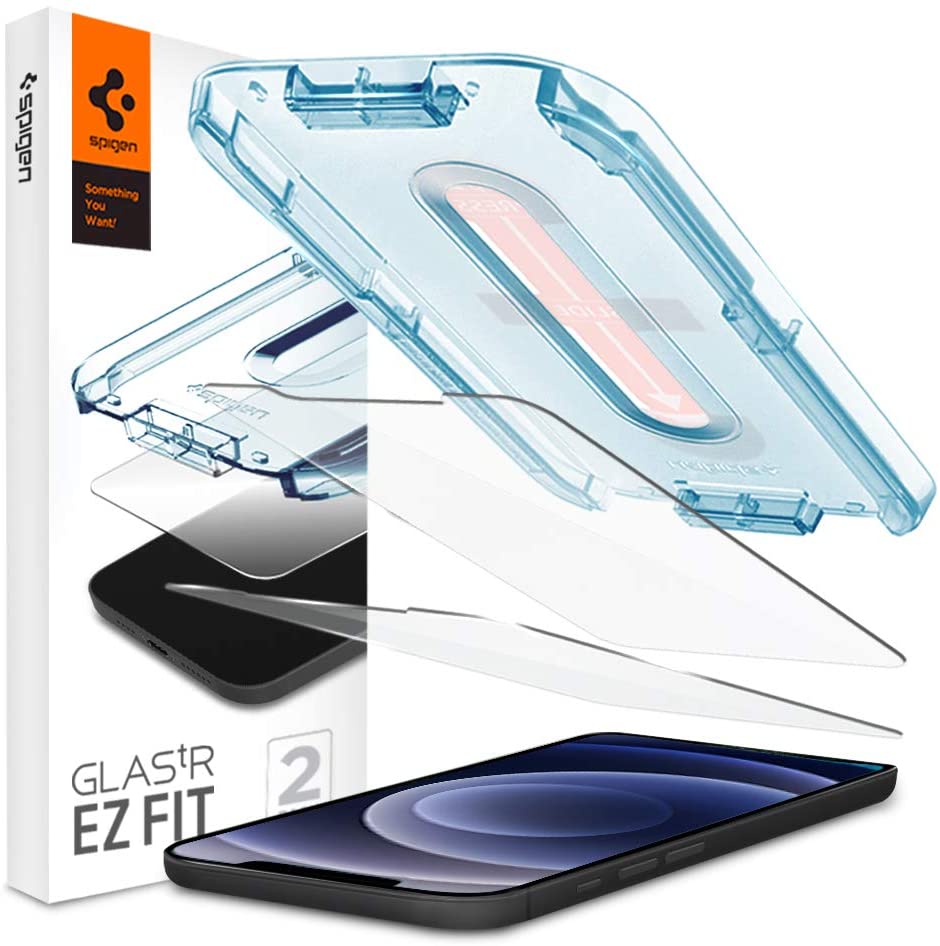 Spigen GLAStR EZ FIT [2 Pack] designed for iPhone 12 and iPhone 12 PRO Screen Protector (6-1 inch) Premium Tempered Glass - [Case Friendly]