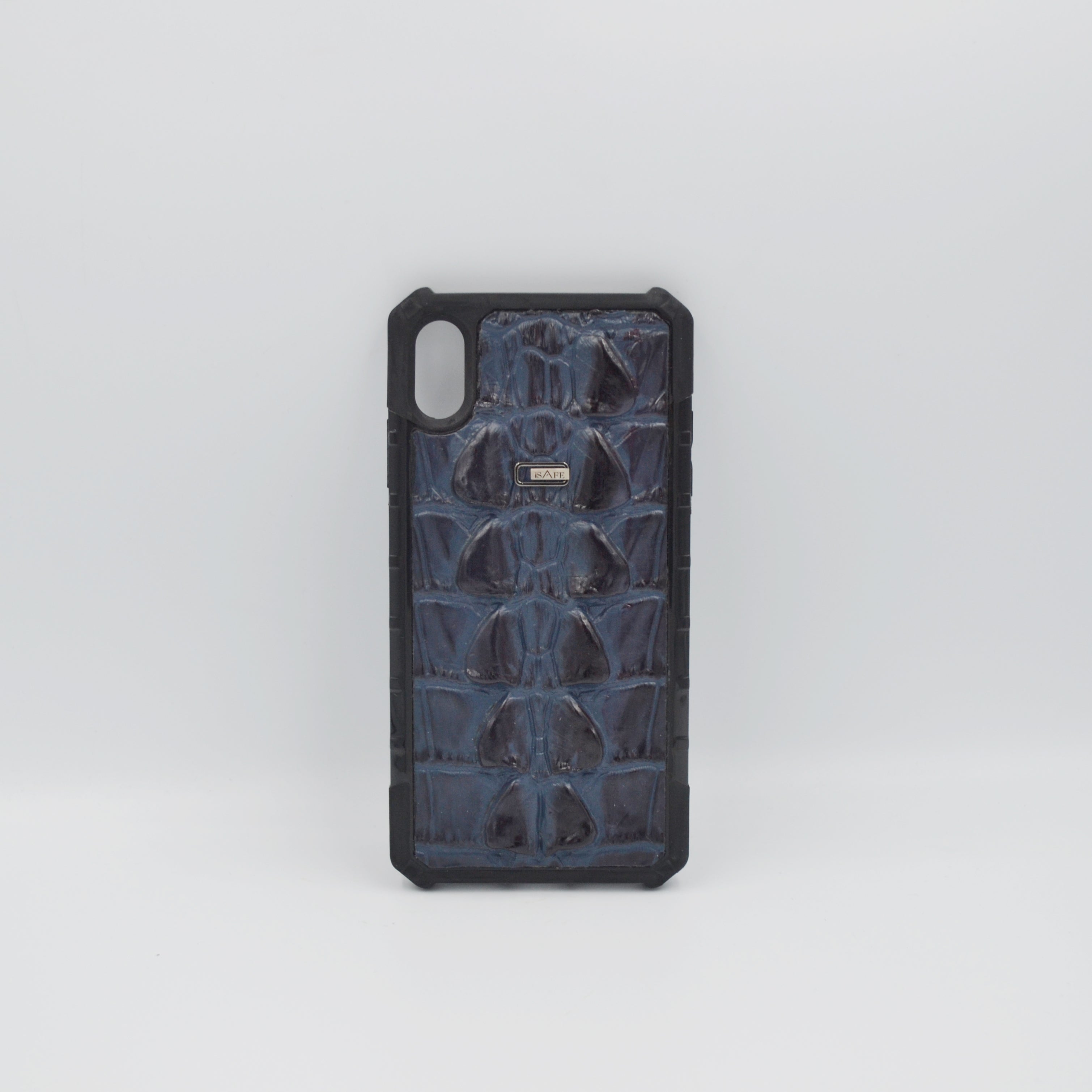 iSafe Signature Crocodile Leather Back Case iPhone XS Max Blue