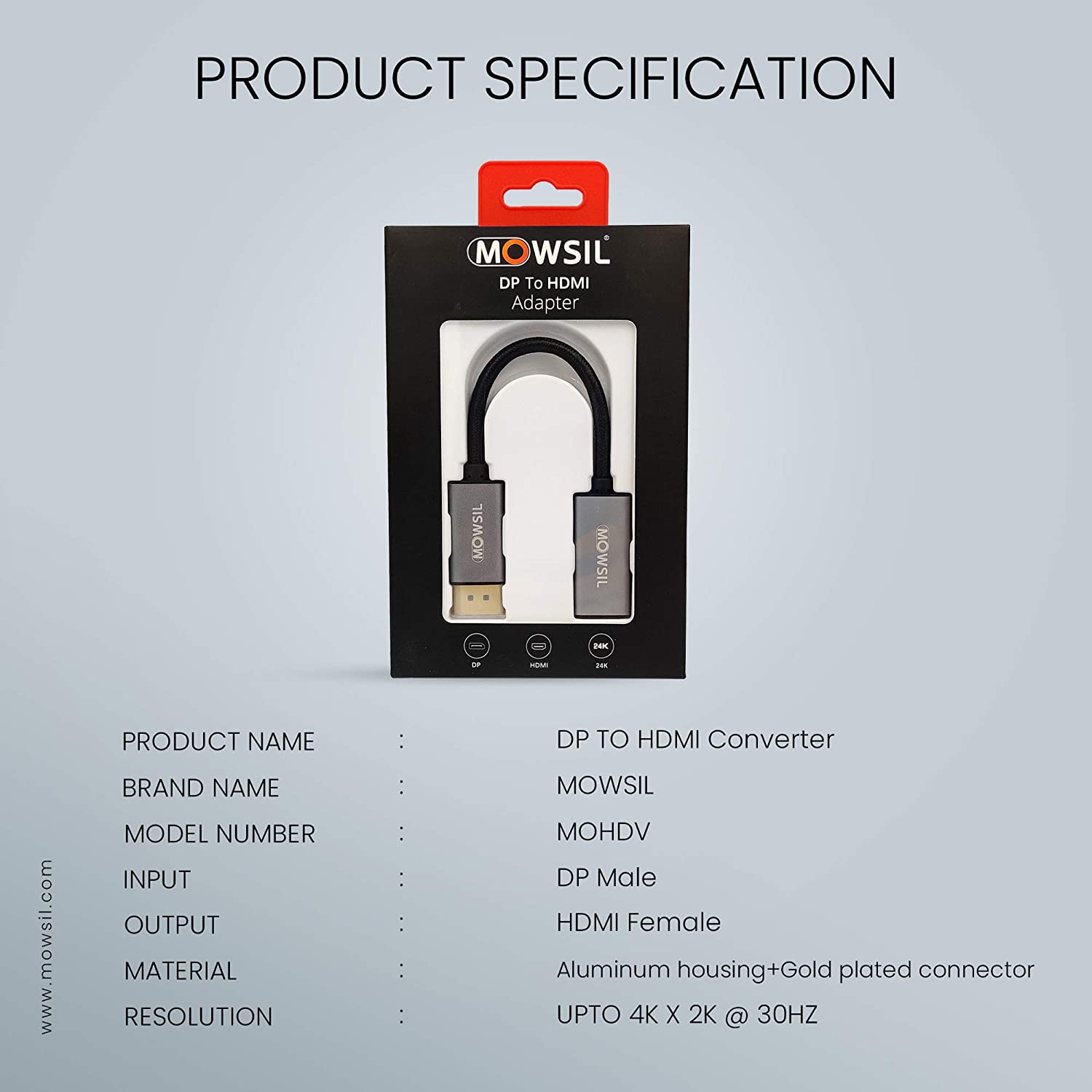 Mowsil - DP To HDMI Converter Adapter