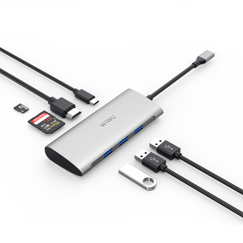 WIWU Alpha 7 In 1 USB-C Hub A731HP - Gray