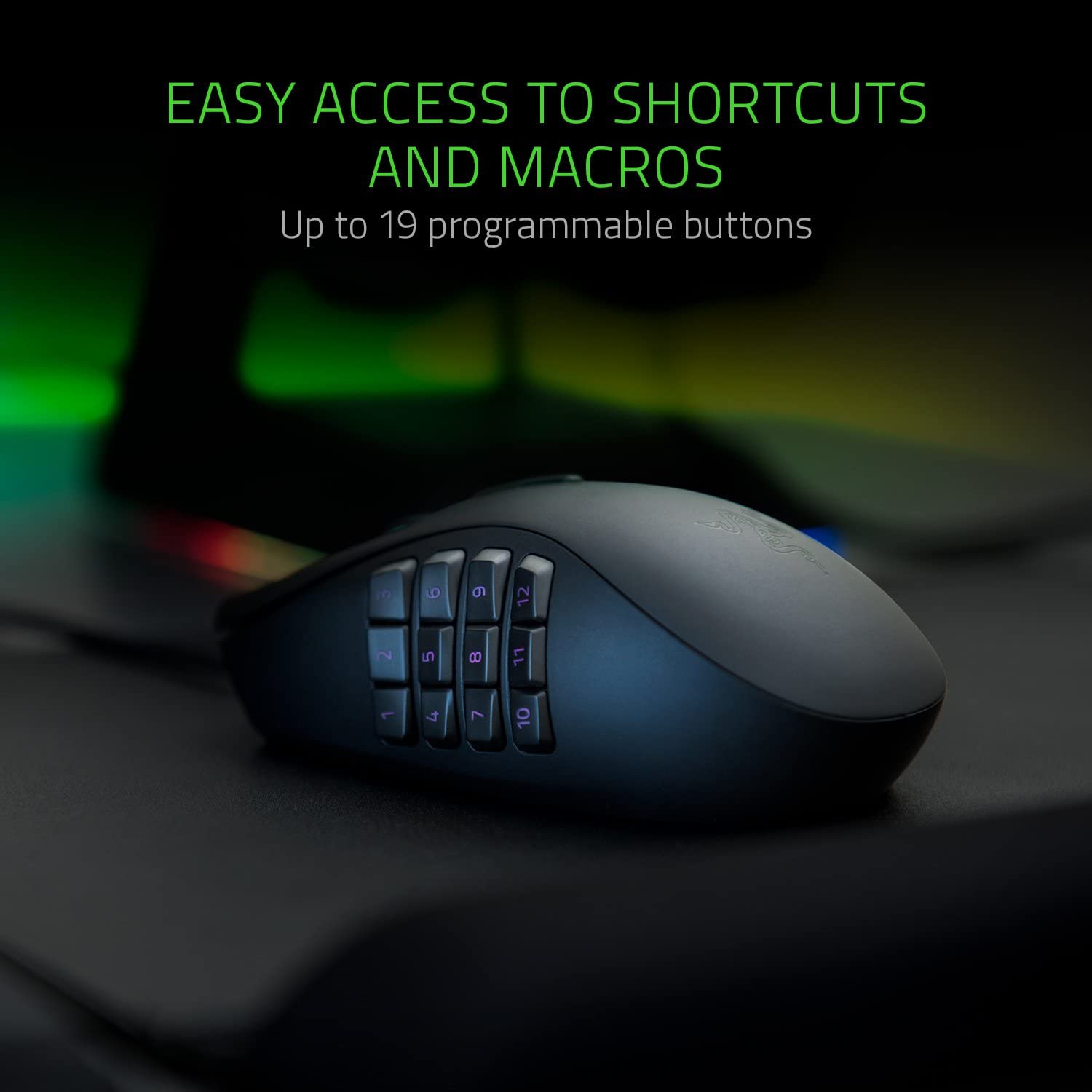 Razer Naga Trinity - Chroma Gaming Mouse Interchangeable Side Plates - Up to 19 Programmable buttons