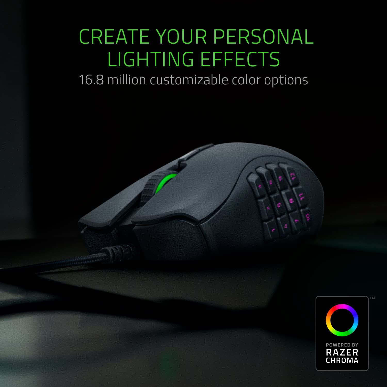 Razer Naga Trinity - Chroma Gaming Mouse Interchangeable Side Plates - Up to 19 Programmable buttons