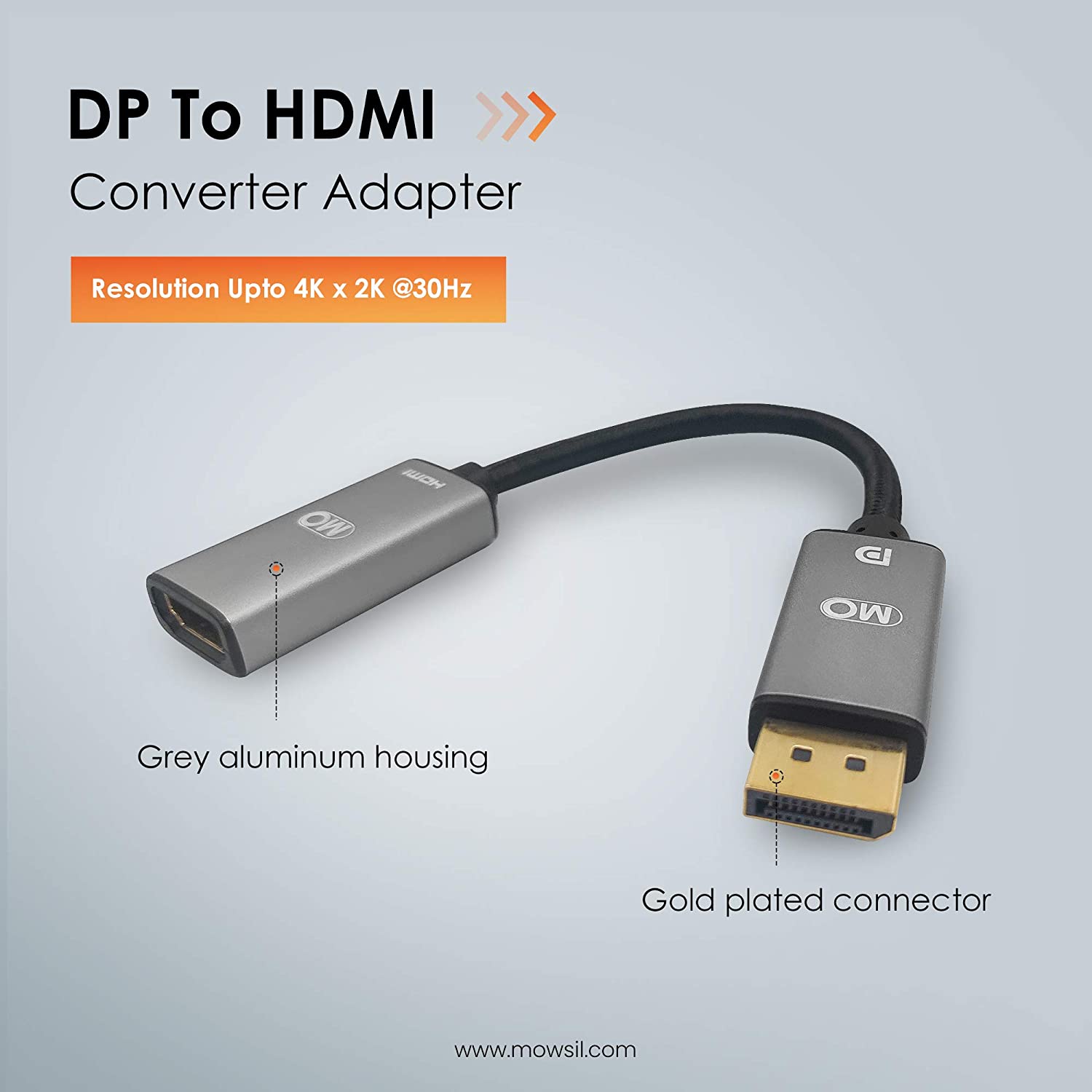 Mowsil - DP To HDMI Converter Adapter